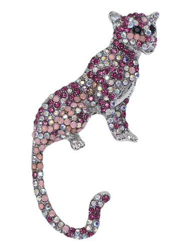 Broche Prendedor Mujer Hombre Rosa Pedrería Jaguar Guepardo