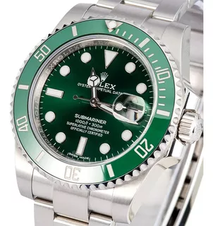 Reloj Automatico Submariner Date Verde Acero 904l