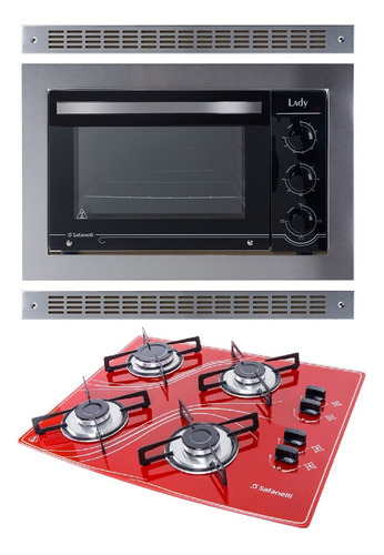 Kit Forno De Embutir 45l + Cooktop 4 Bocas Verm Frete Grátis