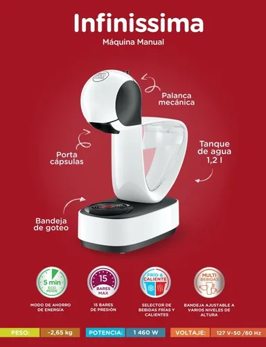 Cafetera Nescafé Dolce Gusto Infinissima de corte analógico roja para cápsulas monodosis 110V
