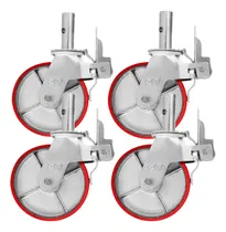 Comprar Kit 4 Rodízios Para Andaime Giratórios Com Trava Dupla Freio Industrial Eixo 35mm Capacidade 1200kg Núcleo Ferro Fundido Tamanho 6x2 Roda Material Pu 6 Polegadas Marca Rrj