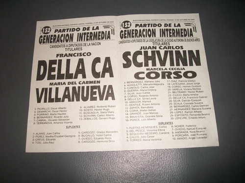 Partido De La Generacion Int . Boleta Electoral 23/5/2005 .