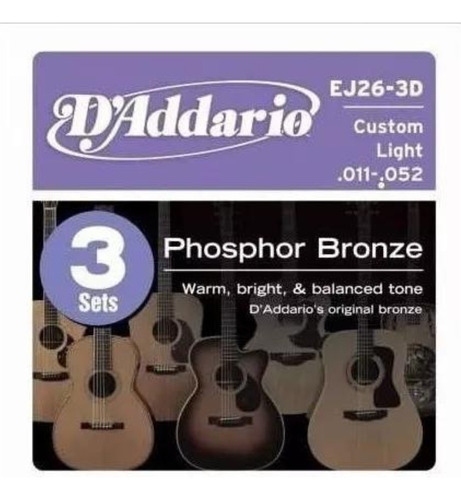 Encordado Guitarra Acústica D'addario Fosforado 011 Cuota