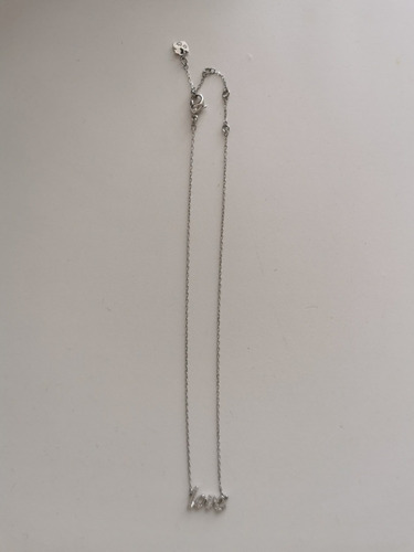 Colar Swarovski Prata Pingente Love 45 Cm De Comprimento