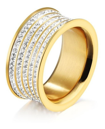 Imagen 8 de 10 de Anillo Pavé Acero Dorado - 693