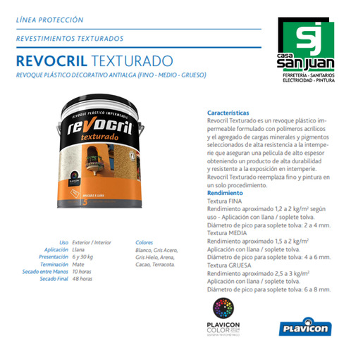 Revocril Revestimiento Texturado Fino Premium 25kg Plavicon Arena