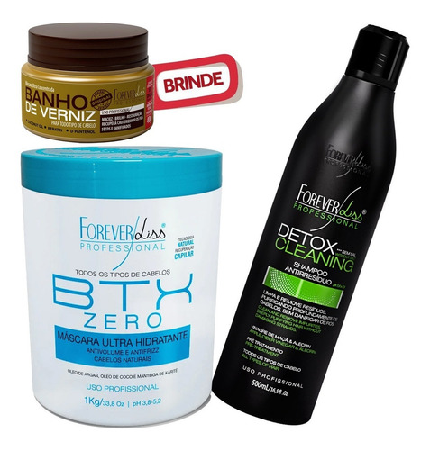 Kit Alisamento Forever Liss Btox Zero 1k E Shampoo Detox