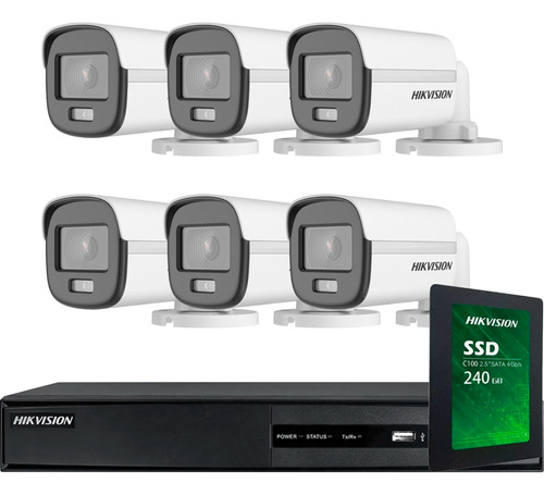 Kit Seguridad Hikvision 6 Camaras Vision Nocturna A Color !!