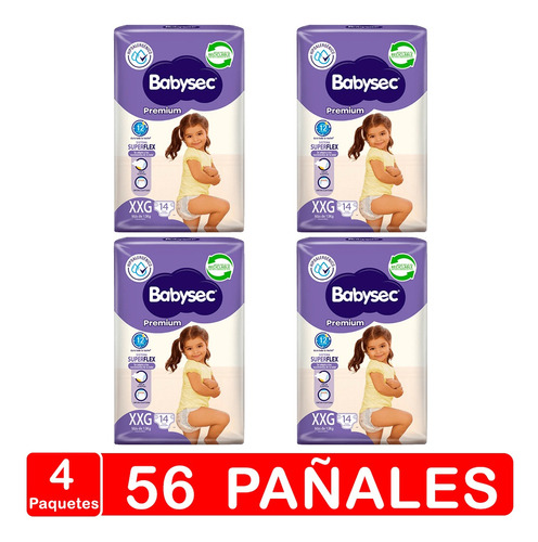 Babysec Premium - Pack X 4 Paquetes - Elige Talla 