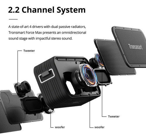 Tronsmart Force Max - Alto-falante externo portátil, alto