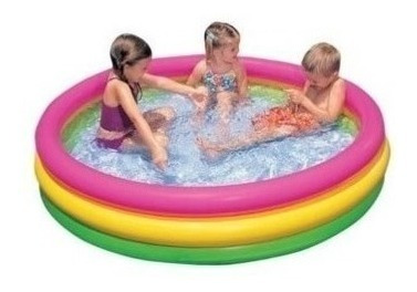 Imagen 2 de 4 de Piscina Redonda Inflable 3 Aros De Colores Para Niños