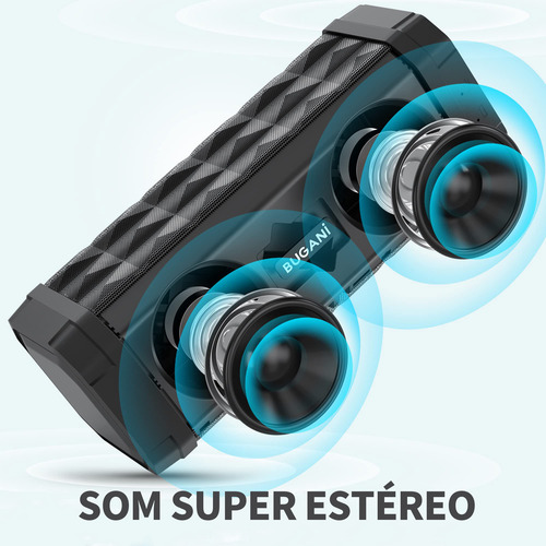 Bugani M99c Alto-falante Portátil Sem Fio Com Bluetooth Preto