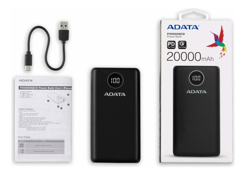 Power Bank Adata P20000qcd, 20000 Mah, Negro