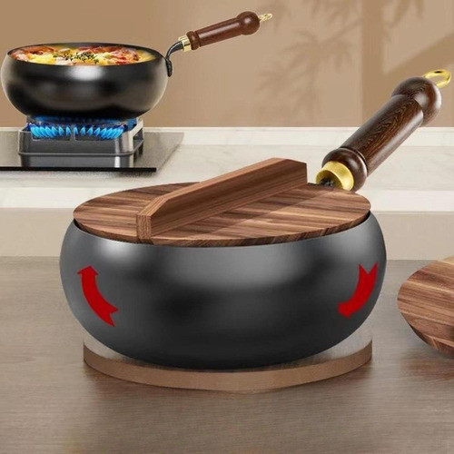 Wok Chino De 9,45 Pulgadas, Cocina De Tapa De Madera