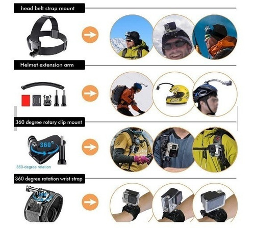 Imagen 4 de 6 de Kit Accesorios Go Pro Hero 9/8/7/6/5/4/3+/2/1 + De 50 Piezs