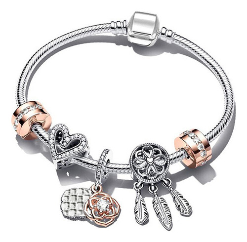Pulsera Colgante Con Forma De Rosa Hecha A Mano, Aleación Ga