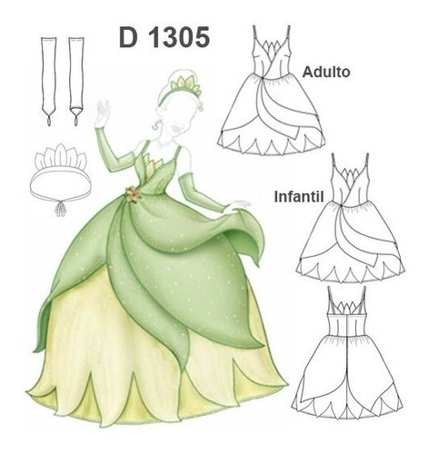 ( Moldes De Ropa)  Disfraz Princesa De Cuento D 1305