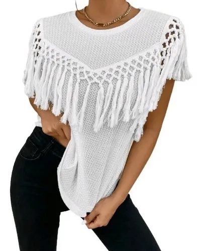 Blusa Tejida Blanca Elegante Y MercadoLibre