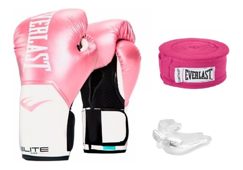 Combo Boxeo Everlast Guantes Vendas Protector Bucal Mma