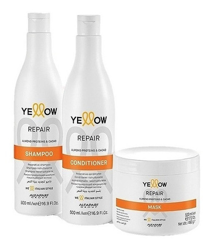 Kit Yellow Repair Shampoo + Condicionador + Máscara De 500ml
