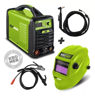 Soldadora Inverter Kroner Tig - Mma 250 Amp (2 En 1) Calidad Profesional Premium + Máscara Fotosensible Verde