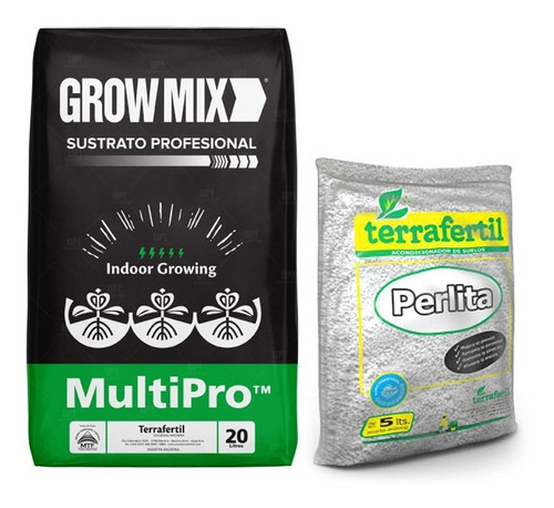 Sustrato Growmix Terrafertil Multipro 20lts Con Perlita 5lts