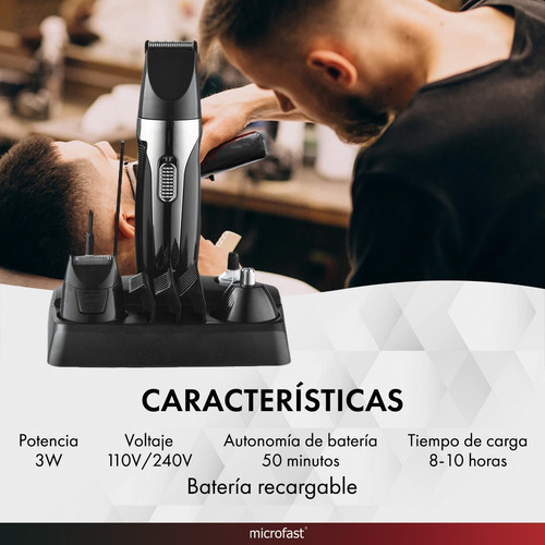Imagen 4 de 6 de Máquina Cortar Pelo Recargable Afeitadora Barba Patillas
