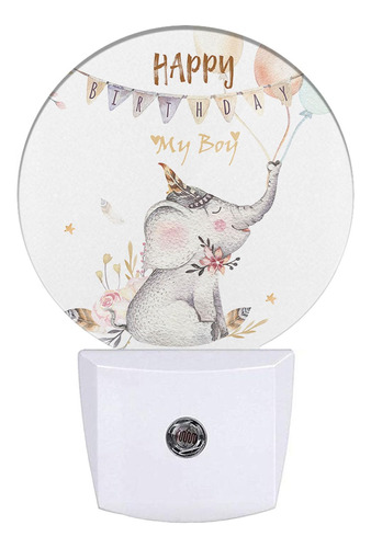 Uanvaha Nightlight Happy Birthday Elephant Plug In Auto Sens