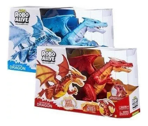 Zuru Robo Alive Dragon Hielo & Dragon Fuego Sonidos Luces Dragón Azul Claro
