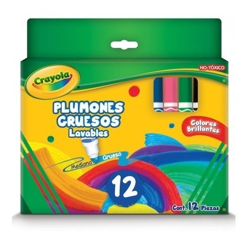 Plumones Grueso Lavables Crayola Caja Con 12 Pzas 