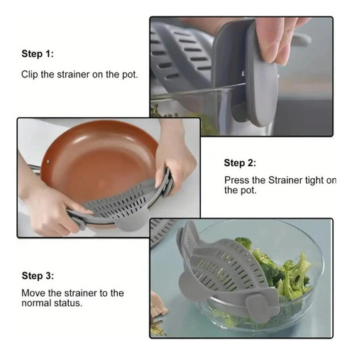 Colador Ajustable De Silicona Con Clip Para Ollas Y Tazones