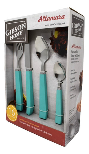 Set De 16 Cubiertos Gibson Home () Color Celeste