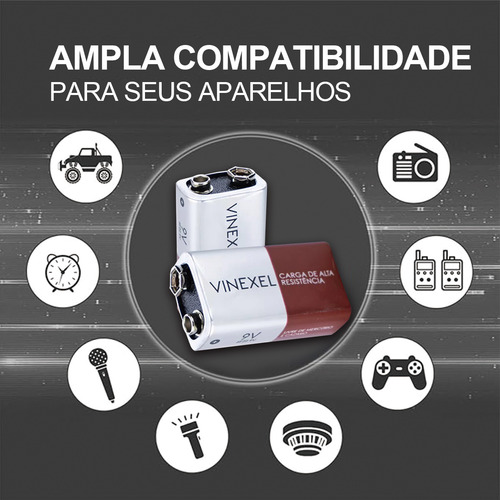 10 Baterias 9v Pilhas Alcalina Para Walkie-talkie Microfones