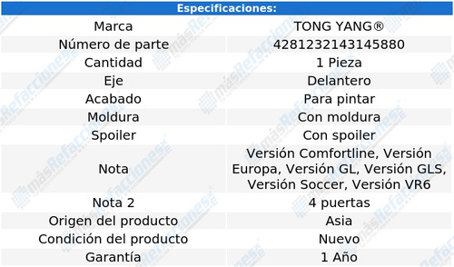 Defensa Delantera Jetta 2004-2005-2006-2007 C/spo Grt
