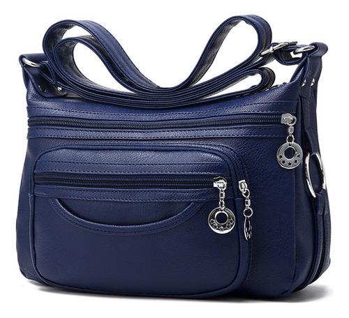 Bolsa De Ombro Feminina De Couro Pu Macio Com Grande Capacid