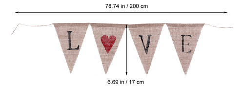 Banderín De 2 Metros Con Letra De Amor Con Corazón Para El D