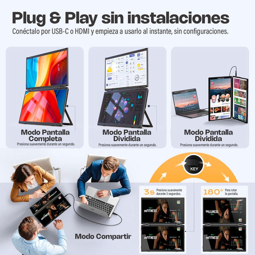 Extensor Doble Pantalla Para Notebook 15.6 Aq 60hz Win Mac
