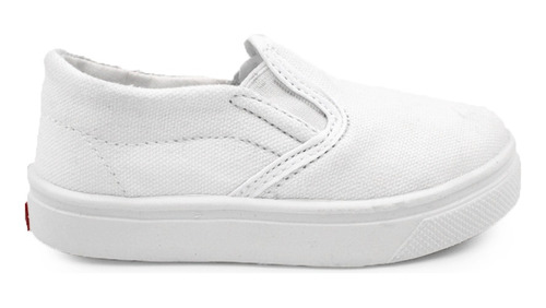 Tenis Niño Niña Escolar Blanco Cerrado De Meter Slip On