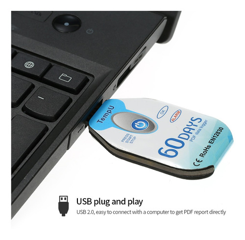 Registrador de datos de temperatura USB 2.0 desechable a prueba de agu 