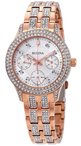 Reloj Mujer Bulova 98n113 Crystal Rose Oro Dial