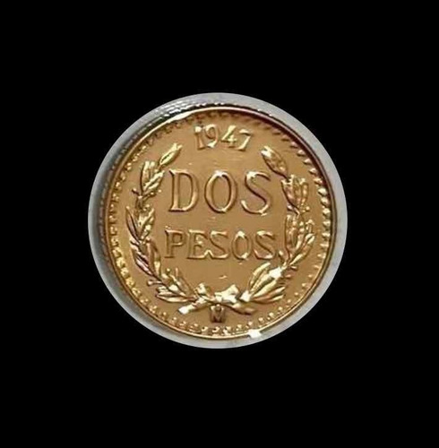 Moneda 2 Pesos Oro Año 1947 Familia Centenario Año Dificil (Usado)