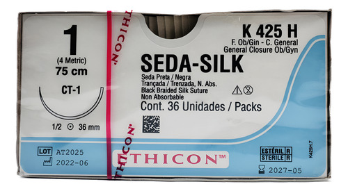Sutura Seda 1. Ref: K425h. Caja Con 36 Pz. Ethicon
