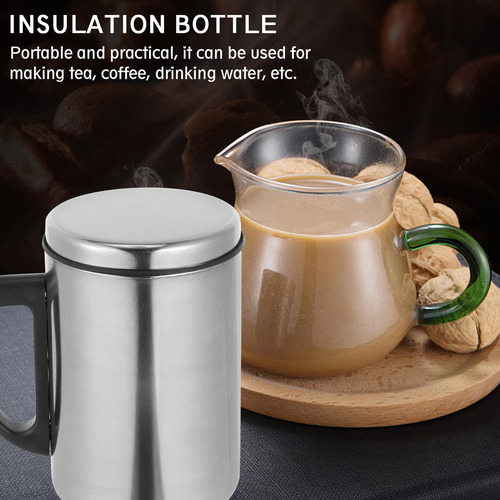 Taza De Café Aislante De Acero Inoxidable Con Asa Reutilizab