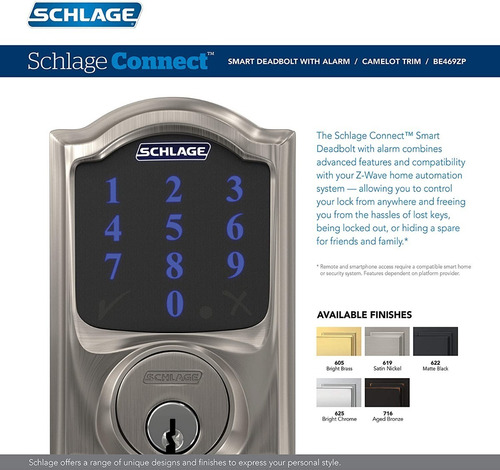 Combo Cerradura Schlage Be469z Con Alarma Y Manilla Fe285v