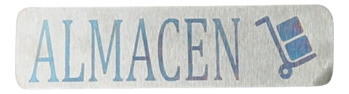 Letrero Almacén Gabado Con Laser Inoxidable Tono Letras Azul