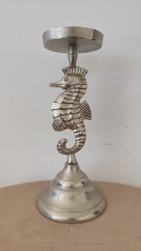 Escultura Metal Caballito De Mar Adorno Posavelas Candelabro