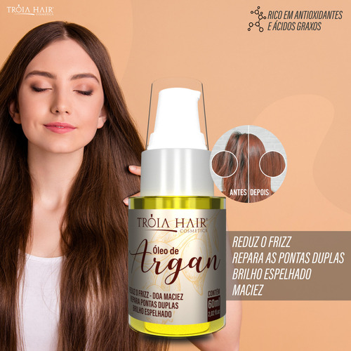 Leave-in Plena 500ml + Óleo De Argan 60ml Tróia Hair