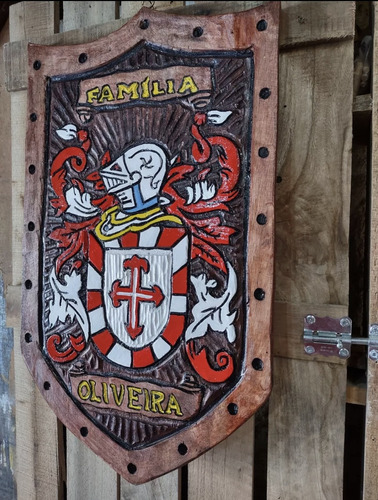 Placa Entalhada + Brasão De Família Sob Encomenda Outros