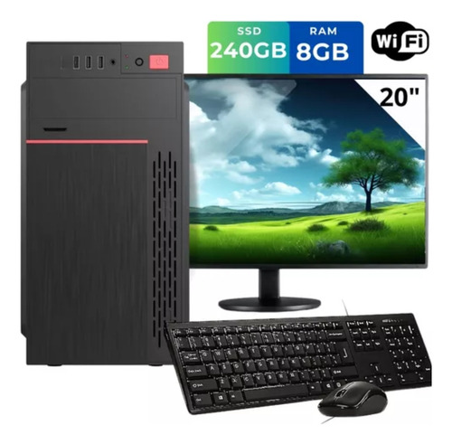 Computador Completo Intel I5 4570 8gb Ssd 240gb Monitor Wifi