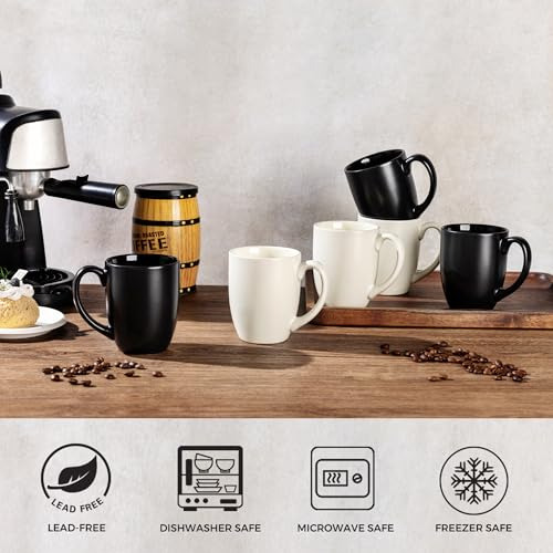 Set 6 Tazas Café 473 Ml Cerámica Asa Aptas Lavavajillas